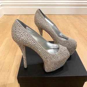 Giuseppe Zanotti Rhinestone Platform Peep Toe Heels